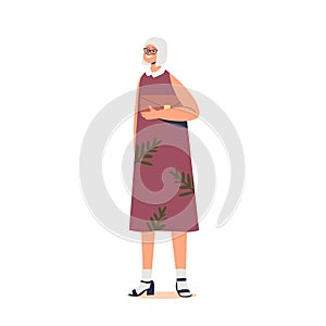 Older retired woman gray hair. Senior grandmother mature female isolated. Senior stage of aging