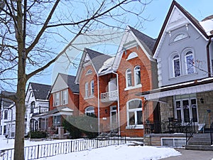 older semidetached houses with gables photo