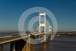 The older Severn Crossing, suspension bridge connecting Wales wi