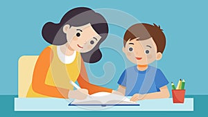 An older sister helps her younger brother with his homework also offering advice and encouragement for his future goals