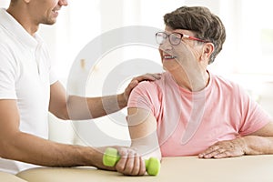 Older woman in physical rehabilitation