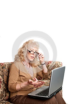 Older woman studying finances