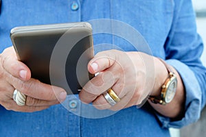 older woman using smart phone
