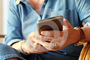 Older woman using smart phone