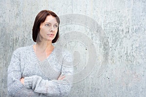 Older woman in wool sweater