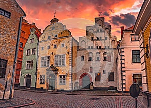 The oldest buildings in Riga. Three Brothers Houses.