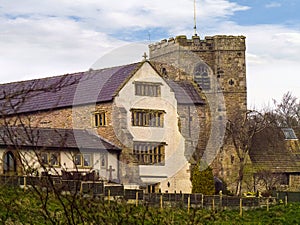 All Hallows church and Great Mitton Hall in the village of Great Mitton, Lancashire photo