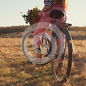 Oldfashioned girl ready to ride photo