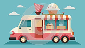 An oldfashioned ice cream truck serving up timeless classics like Strawberry Cheesecake and Rocky Road.. Vector