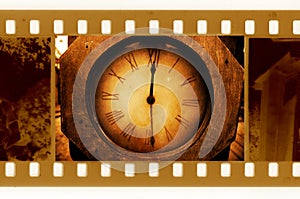 Oldies 35mm frame photo with vintage clock