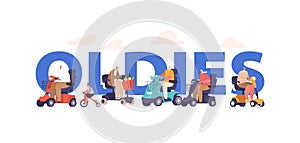 Oldies Concept with Elderly Characters Navigating On Scooters, Embodying Timeless Freedom And Resilience