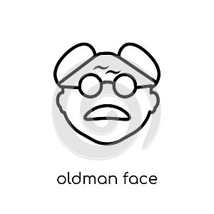 Oldman face icon. Trendy modern flat linear vector Oldman face i