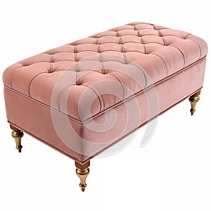 A Oldrose velvet ottoman with a rectangular shape and rounded edges