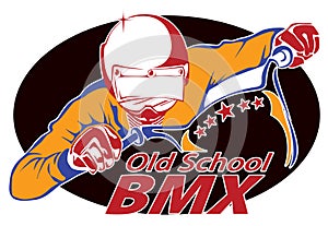 Oldschool BMX illustration in black frame