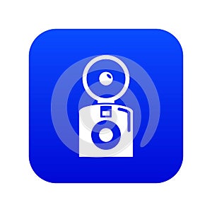 Oldschool camera icon blue vector