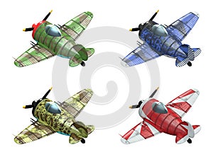 Oldschool fighter aircraft. Cartoon style.