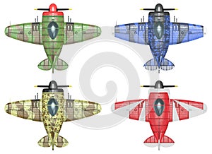 Oldschool fighter aircraft. Cartoon style.