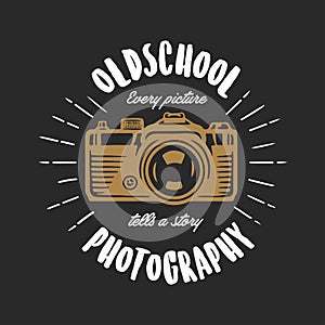 Oldschool photography vintage t-shirt design. Vector illustration.