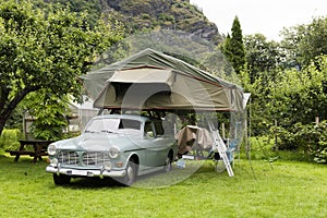 Oldtimer With Tent In Roof