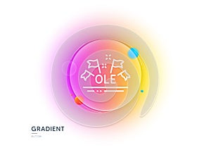 Ole chant line icon. Championship with flags sign. Sports event. Gradient blur button. Vector