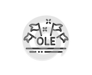 Ole chant line icon. Championship with flags sign. Sports event. Vector