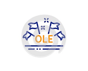 Ole chant line icon. Championship with flags sign. Sports event. Vector