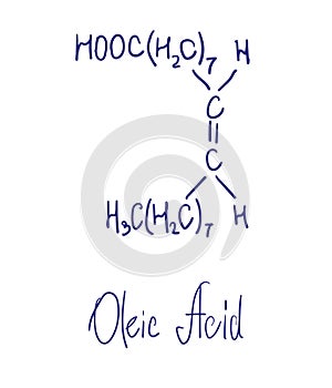 Oleic acid chemical structure. Vector illustration Hand drawn