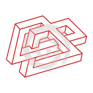 Impossible endless outline. Line art. Optical art. Impossible geometry shape on a white background. Logo
