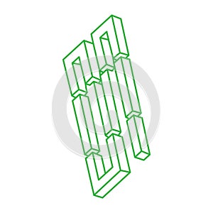 Impossible objects. Optical illusion logo. 3d illustration. Geometry. Vector illustration. Optical art.