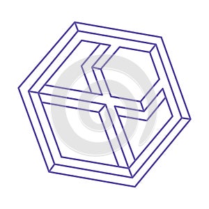 Logo. Impossible shapes, optical illusion, vector. Optical art objects. Geometric figures. Line art.