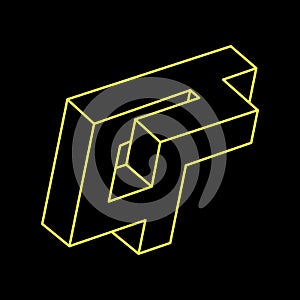 Impossible optical illusion shapes. Optical art objects. Impossible figures. Line art. Unreal geometry.