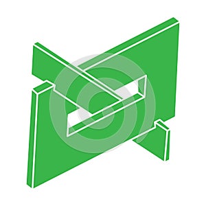 Impossible objects. Optical illusion logo. 3d illustration. Vector simple illustration.