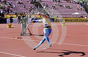 OLEKSIY LEPEL Ukraine on javealin throw on the IAAF World U20 Championship in Tampere, Finland 14th July, 2018.