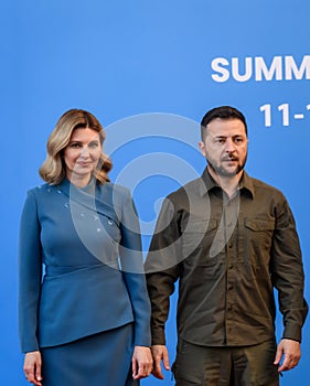 Olena Zelenska (L), First lady of Ukraine and Volodymyr Zelensky (R), President of Ukraine