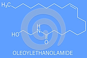 Oleoylethanolamide molecule. Skeletal formula. photo