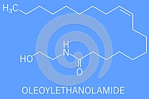 Oleoylethanolamide molecule. Skeletal formula. photo