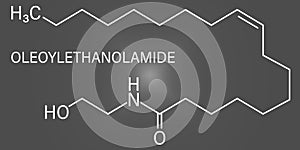 Oleoylethanolamide molecule. Skeletal formula. photo
