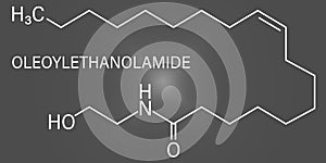 Oleoylethanolamide molecule. Skeletal formula. photo
