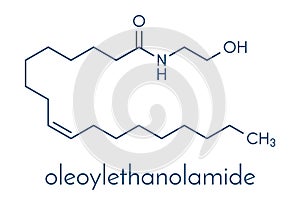 Oleoylethanolamide OEA endogenous peroxisome proliferator-activated receptor alpha PPAR-ÃÂ± agonist molecule. Skeletal formula. photo