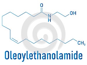 Oleoylethanolamide or OEA molecule. Skeletal formula. Chemical structure