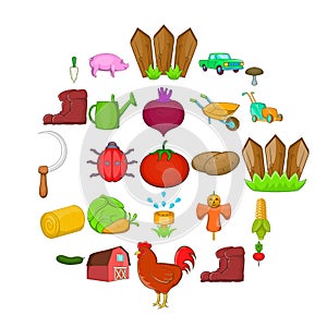 Olericulture icons set, cartoon style photo