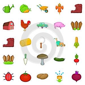 Olericulture icons set, cartoon style photo