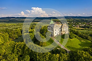 The Olesky Castle in Lviv Ukraine aerial view.