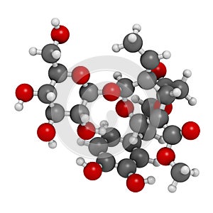 Oleuropein olive component molecule. In part responsible for pungency of virgin olive oil, may have beneficial properties. 3D. photo