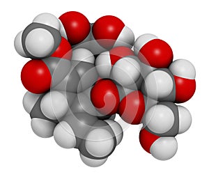 Oleuropein olive component molecule. In part responsible for pungency of virgin olive oil, may have beneficial properties. 3D. photo