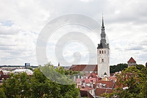 Oleviste cathedral Saint Olaf in Old city of Tallinn. Estonia photo