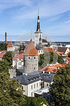 Oleviste Church and Old Town in Tallinn