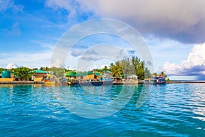Olhuveli island port Laccadive Sea Maldives