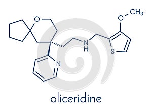 Oliceridine painkiller drug molecule. Skeletal formula