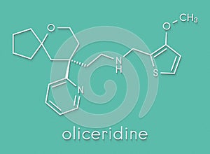 Oliceridine painkiller drug molecule. Skeletal formula